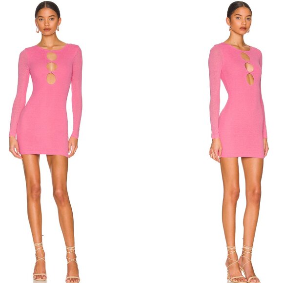 Superdown Pamela Cut Out Dress - Pink - Size Small - Long Sleeve Mini Dress - Picture 1 of 6